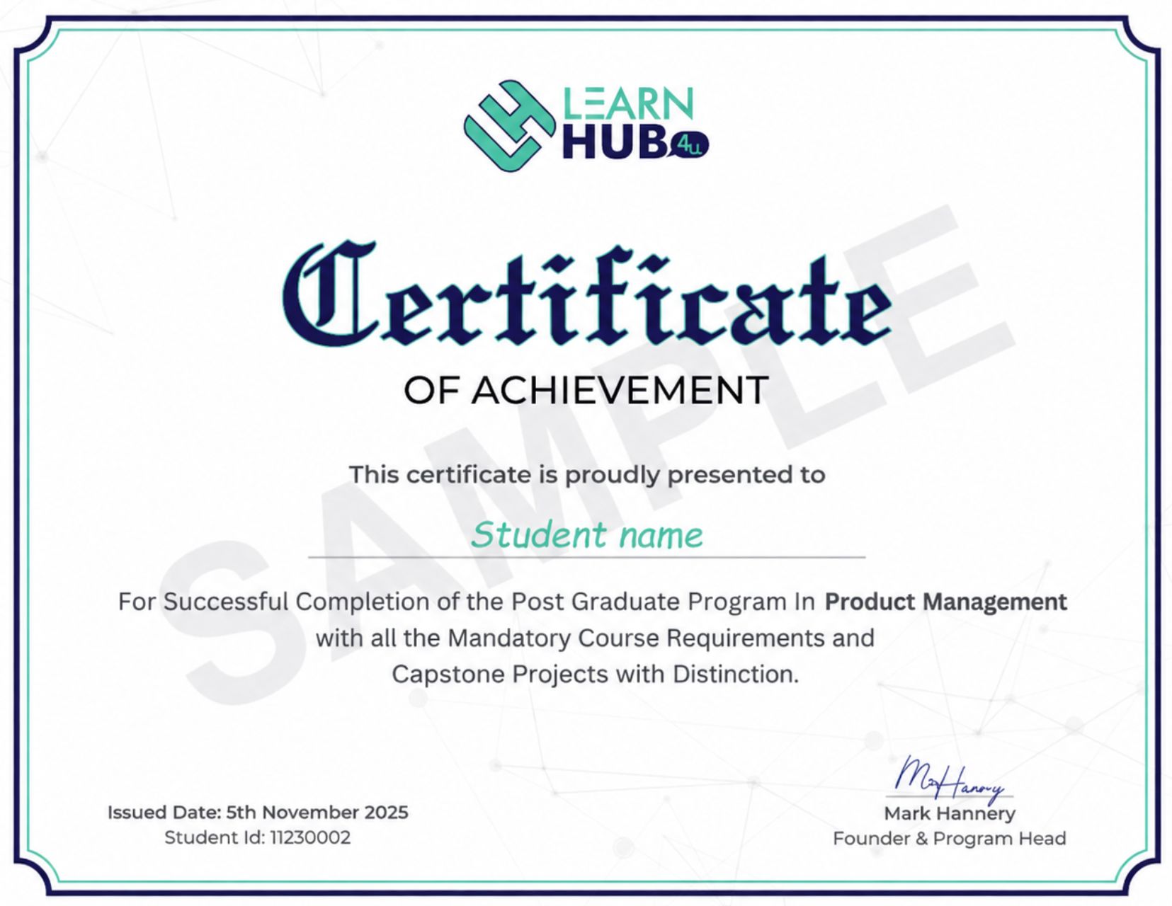LearnHub Program Completion Certificate